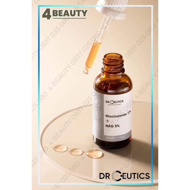 Serum Niacinamide 12% + NAG 5% - Serum B3 DrCeutics Giảm Thâm Sáng Da Kiềm Dầu - 30ml