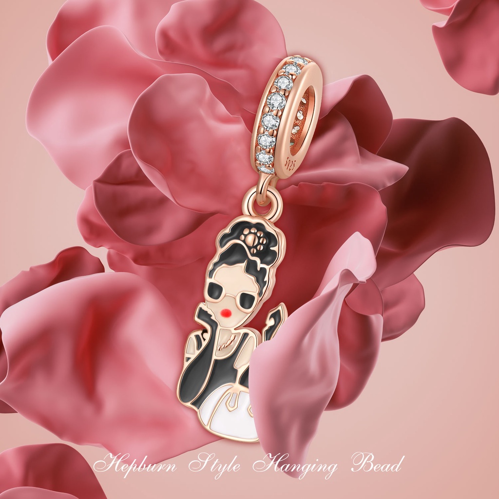 BAMOER Mặt Vòng cổ Tròn Bằng Bạc 925 Thiết Kế Đục Lỗ Thời Trang DIY