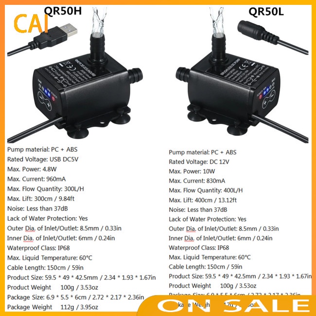 Máy Bơm Nước Mini 4 Chế Độ CAI DC12V USB 5V