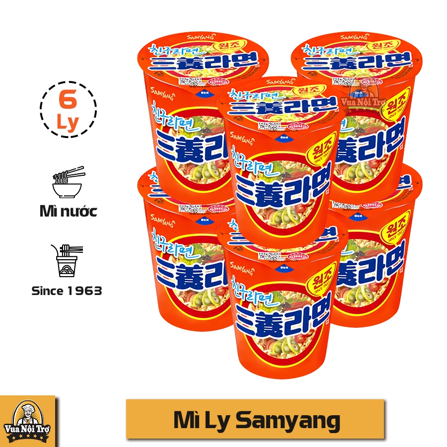 Combo 6 Mì ly Samyang 1963 Hàn Quốc (65g/ly)