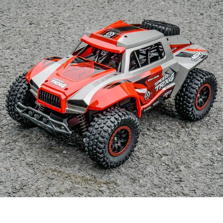 Ô TÔ ĐỊA HÌNH ĐIỀU KHIỂN TỪ XA  HIGH SPEED TRX4  MÀU ĐỎ VIỀN XÁM, TO HẦM HỐ, CHẮC CHẮN, NHỰA ABS SIÊU BỀN ,TỐC ĐỘ 30KMH