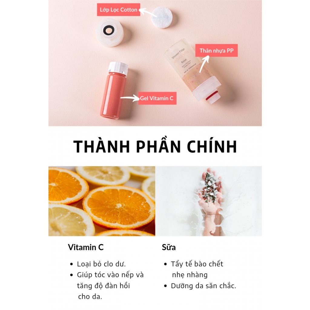 [Hàng chính hãng- Freeship] Bộ vòi sen lọc nước + Vita Daily Aqua - 1 năm sử dụng