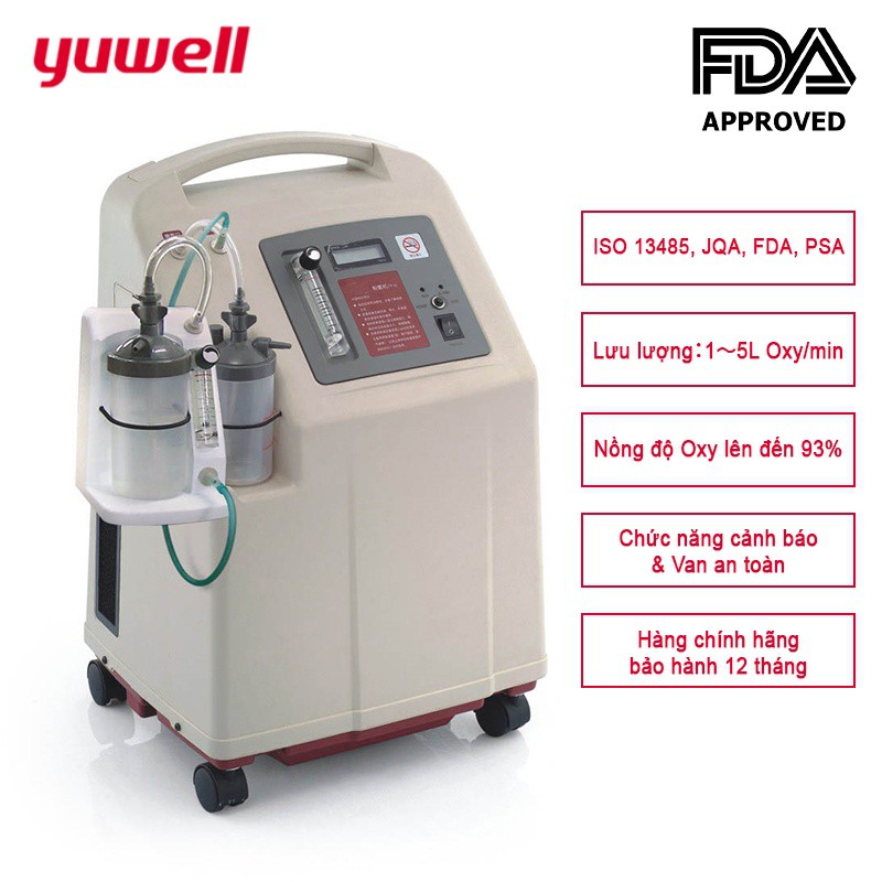 [Hàng Chính Hãng] Máy tạo oxy Máy thở oxy y tế Yuwell Model 7F - 5 nhập khẩu chính hãng, bảo hành 12 tháng toàn quốc