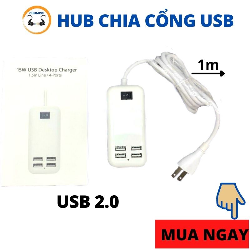 Hub chia cổng Usb từ 1 cổng thành 4 cổng 15W