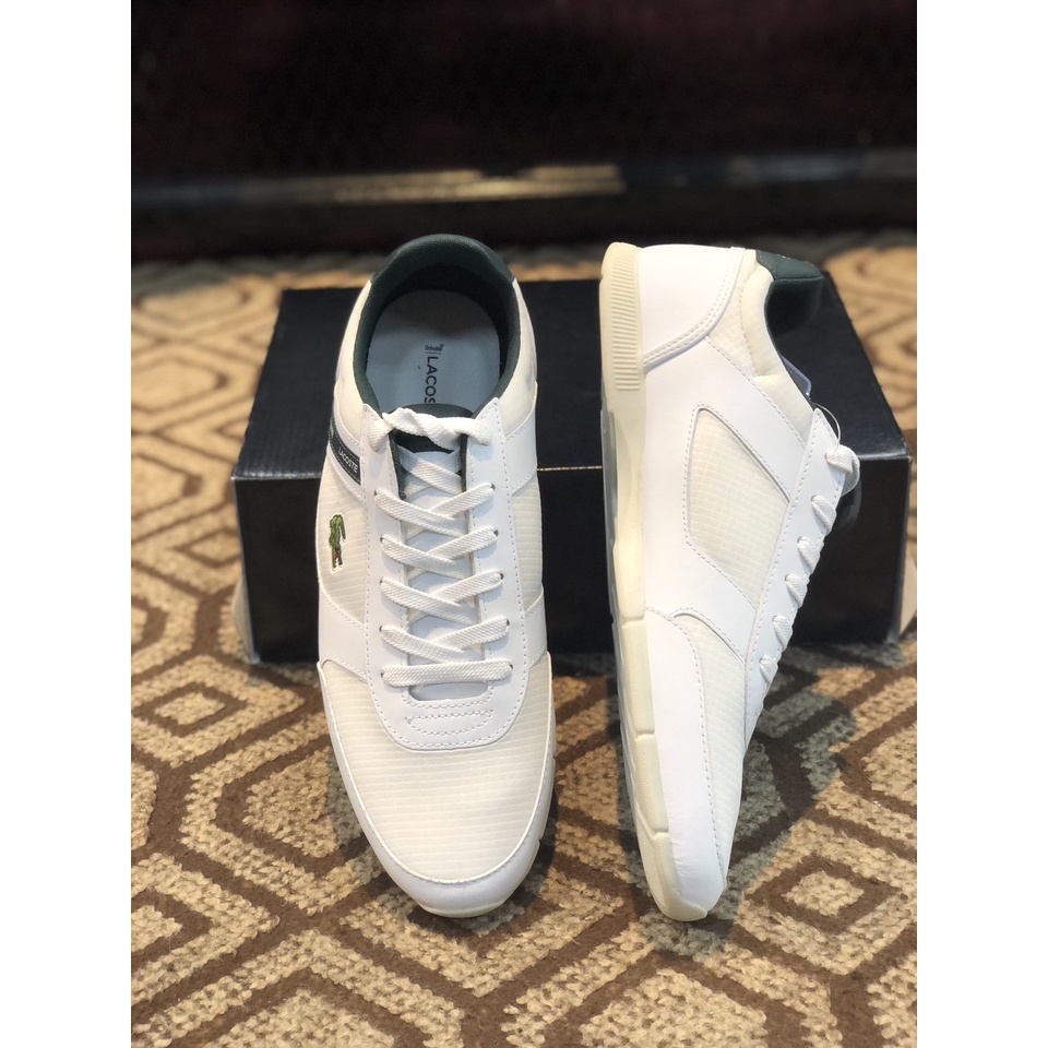 Giày sneakers trắng Lacoste nam chính hãng, giày da thật nam cá sấu màu trắng - Size 41, 43