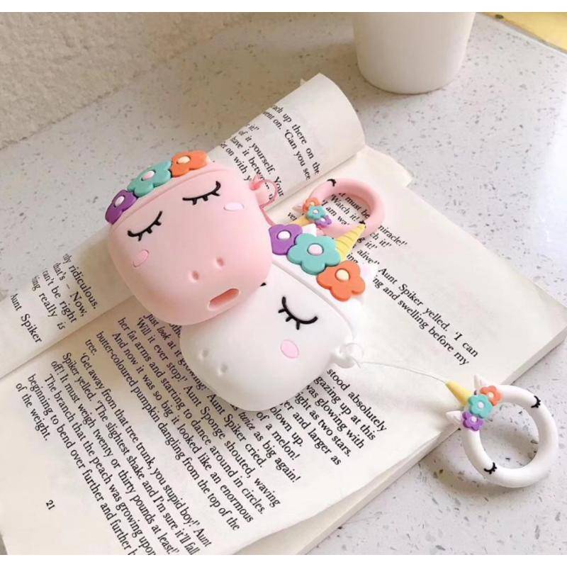 Vỏ Bảo Vệ Hộp Sạc Tai Nghe Airpods 1/2/pro Bằng Silicon Họa Tiết Hoạt Hình 3D Dễ Thương Chống Sốc/ Bụi Bẩn Kèm Vòng Đeo Tiện Dụng