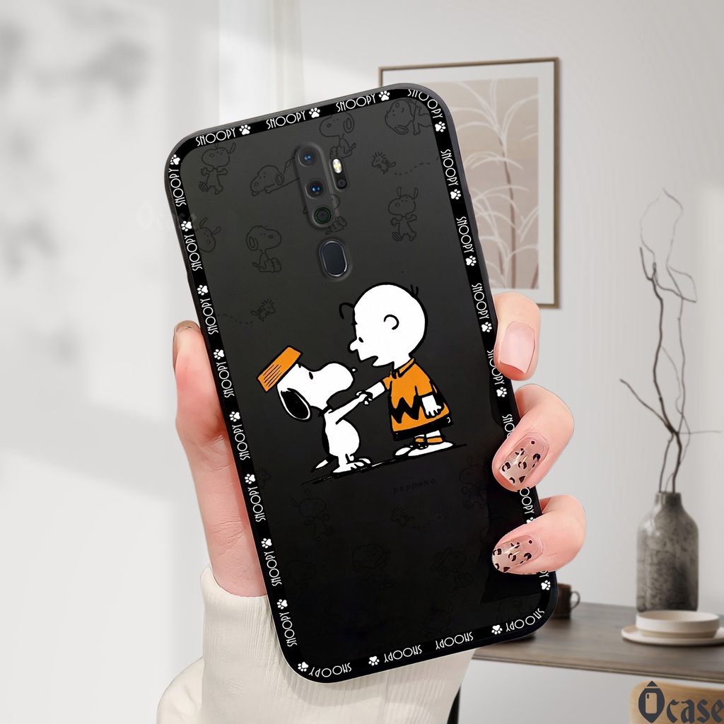 Ốp lưng Oppo A5 2020 / A9 2020 / A11 / A11X in hình chú chó dễ thương cạnh viền vuông có bảo vệ camera