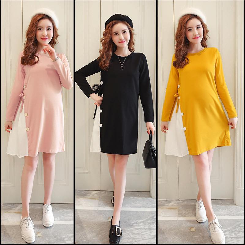 Váy bầu công sở hàng thiết kế khuyu sườn VTK62
