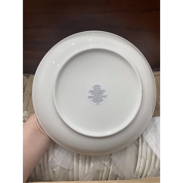 Set 2 dĩa gốm trắng men to,đẹp(kt:23,5*23,5*3,8cm)