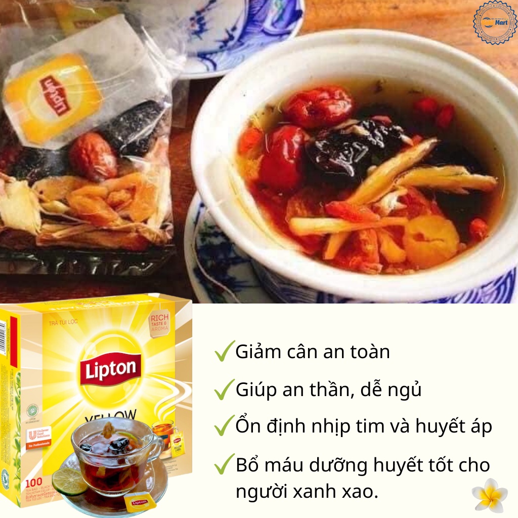 Trà Lipton xí muội thảo mộc set 10 gói thanh nhiệt giải độc