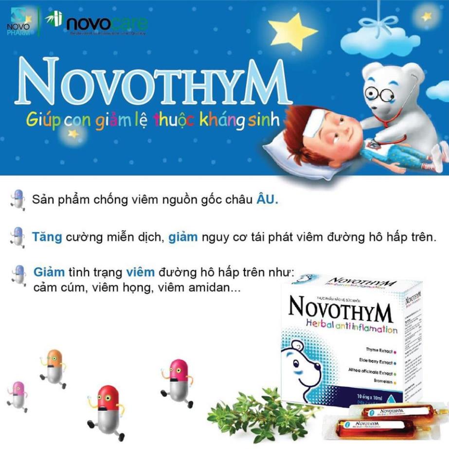 Ống Uống Novothym.Giảm Đường Hô Hấp,Viêm Đau Rát Họng,Tăng Đề Kháng Cho Bé