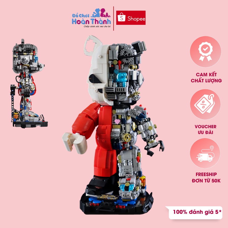 Đồ chơi lắp ráp mô hình gấu bearbrick, robot cao 28 cm