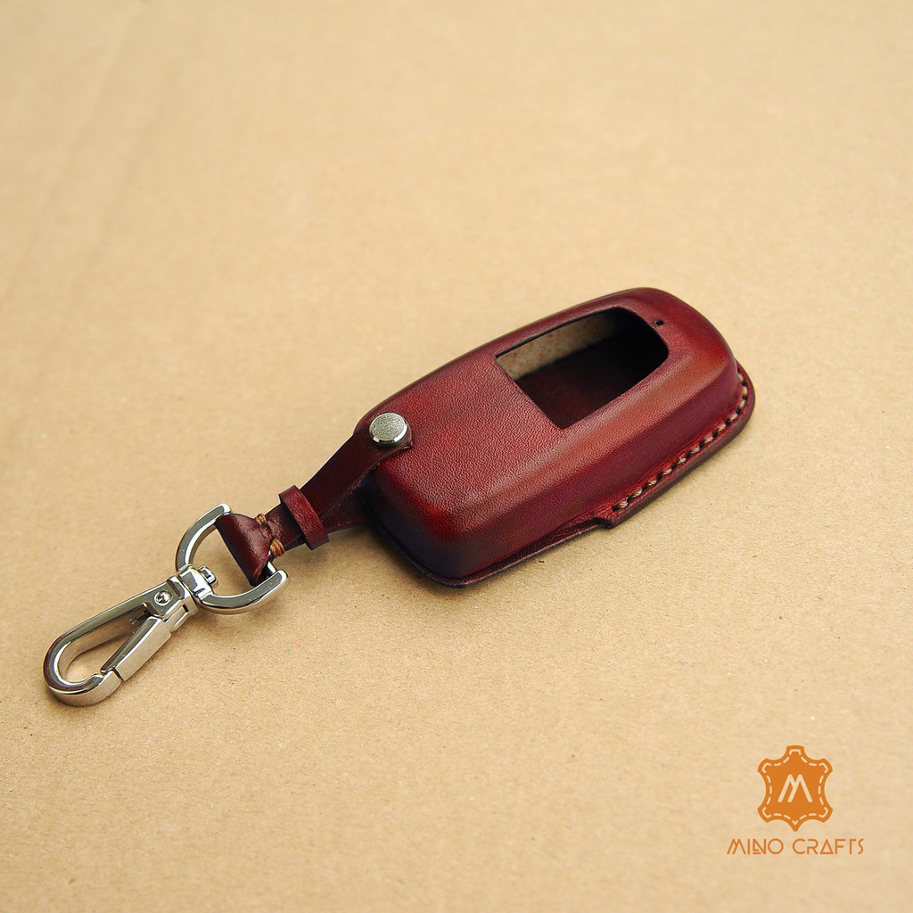 Vỏ bao chìa khóa xe ECO- màu Đỏ Đô- da bò thật - sản phẩm handmade