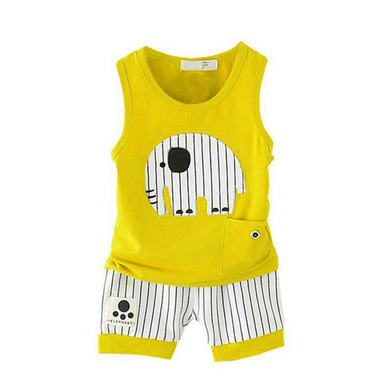 Bộ áo cotton sát nách + quần ngắn kẻ sọc cho bé trai ( 1-5 tuổi )