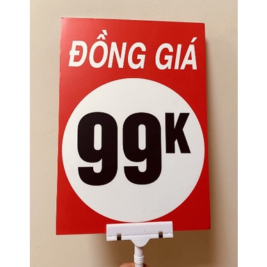 Biển sale đồng giá thời trang, giảm giá kích thước A5 ngang, in 2 mặt tấm fomex 3mm dùng với kẹp wobbler quảng cáo