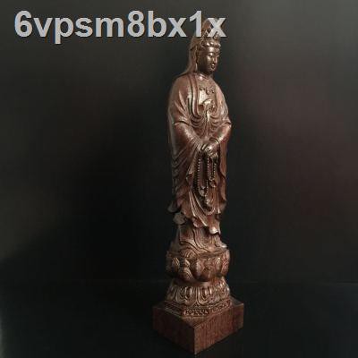 ☑♨Gỗ trầm hương chạm khắc Phật Bà Quan Âm đồ trang trí bằng rắn tượng điêu nhà may mắn Bồ tát thủ công