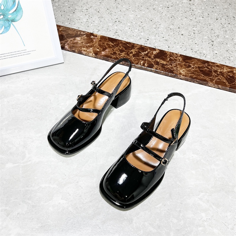 Giày nữ đế dày gót vuông mũi vuông thời trang Mary Jan kiểu dáng nước ngoài phong cách trẻ năng động chắc chắn êm chânJ1