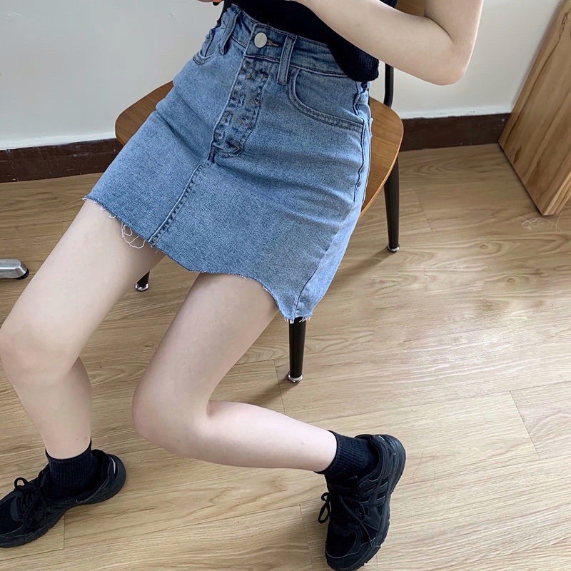 [Bigsize 58-90kg] Quần Váy Jeans Cắt Lai V, Co Giãn Mạnh, Lưng Cao Trên Rốn, Có Quần Trong