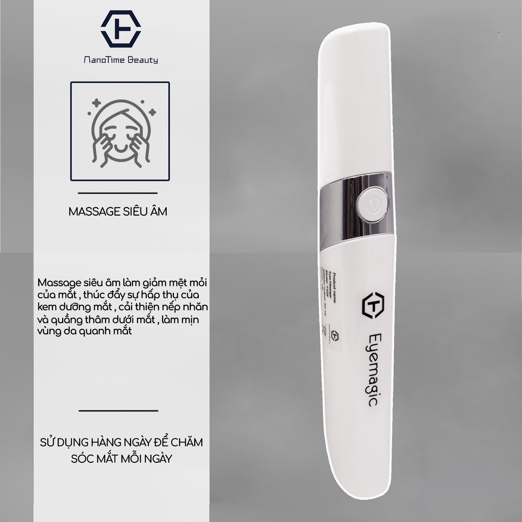 Máy massage mắt giảm quầng thâm, trẻ hoá da NanoTime F52E HT Beauty, bổ xung ION, ánh sáng Photon xanh đỏ