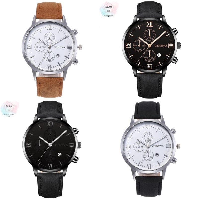 Đồng hồ nam dây da Geneva mặt tròn đồng hồ đeo tay thời trang lịch lãm | BigBuy360 - bigbuy360.vn
