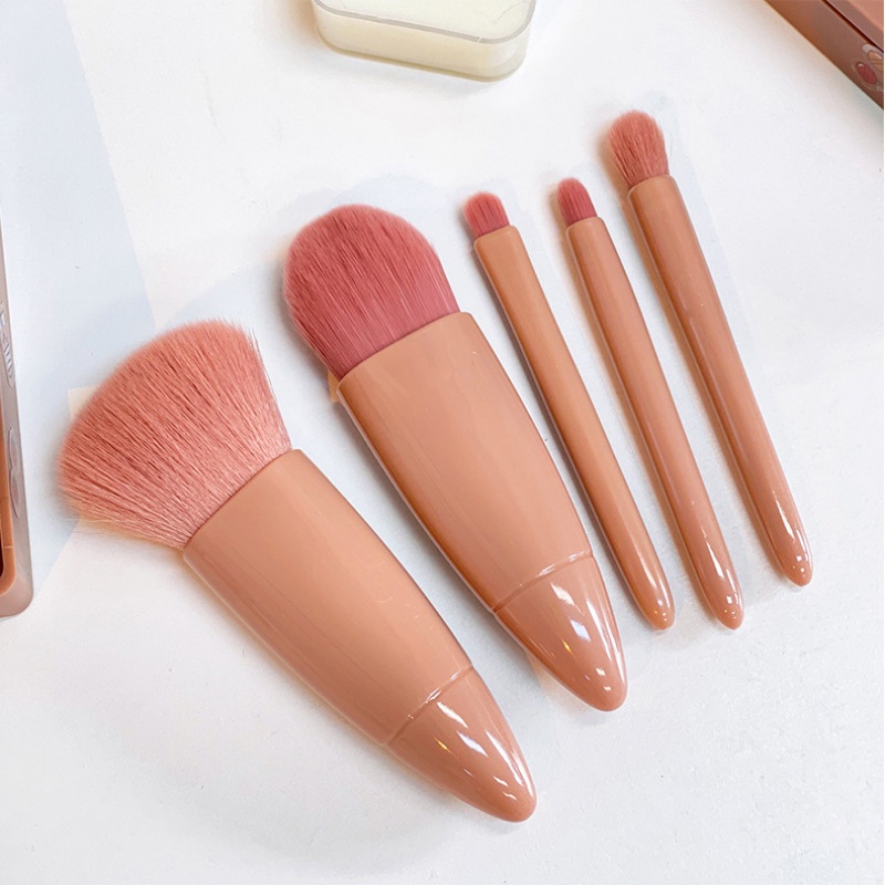 Bộ cọ makeup trang điểm cá nhân combo 6 món màu hồng Vintage kèm hộp gương MiibooShi D1.100