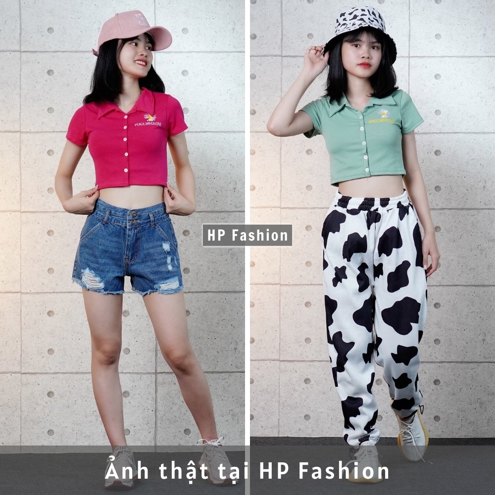 Áo croptop cổ bẻ ❤️ Áo thun nữ polo thêu hoa cúc xinh xắn Chất thun borip co dãn - CT06 | BigBuy360 - bigbuy360.vn