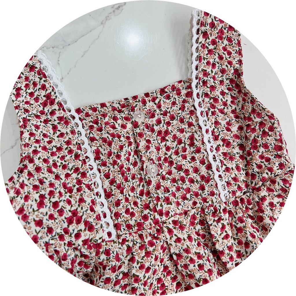 Váy Bé Gái  Hoa Nhí Chất Lanh Lụa Cao Cấp Mềm Mịn Size từ 7-15kg