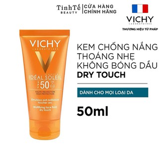 Kem Chống Nắng Không Gây Nhờn Rít Vichy Ideal Soleil Dry Touch SPF 50 Chống Tia UVA + UVB 50ml