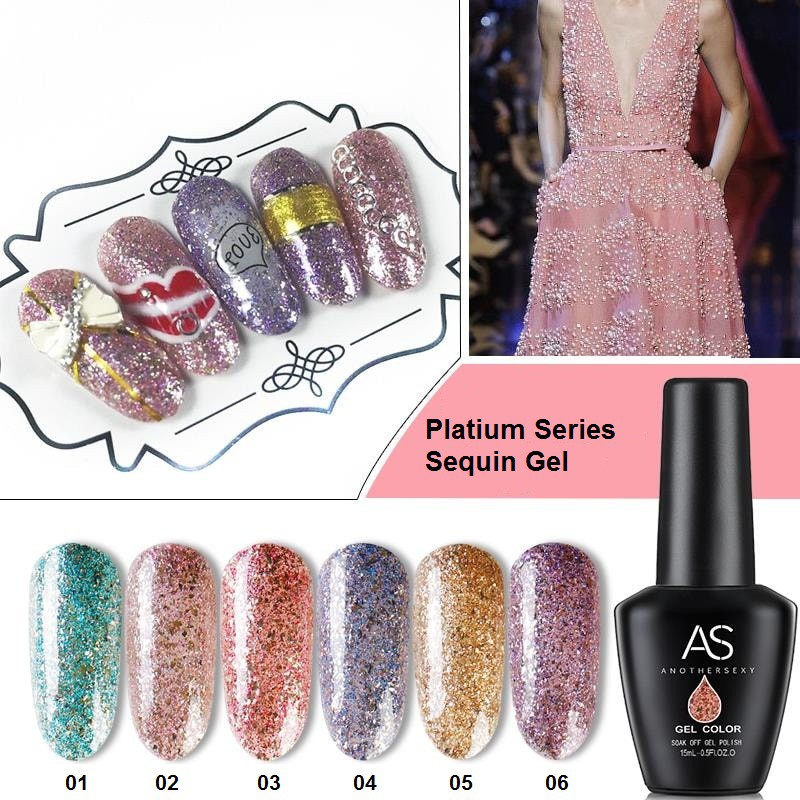 Sơn Gel As vỏ đen màu nhũ Sequin Gel ( Cam Kết Chính Hãng - làm khô sơn gel bằng máy hơ uvled )