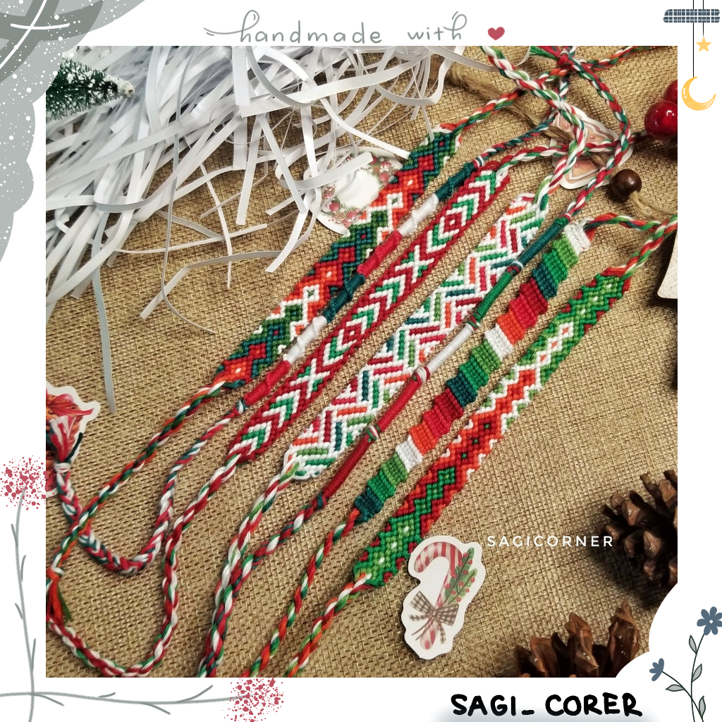 Set vòng Giáng Sinh, Noel l Vòng tay, vòng chân bằng chỉ handmade