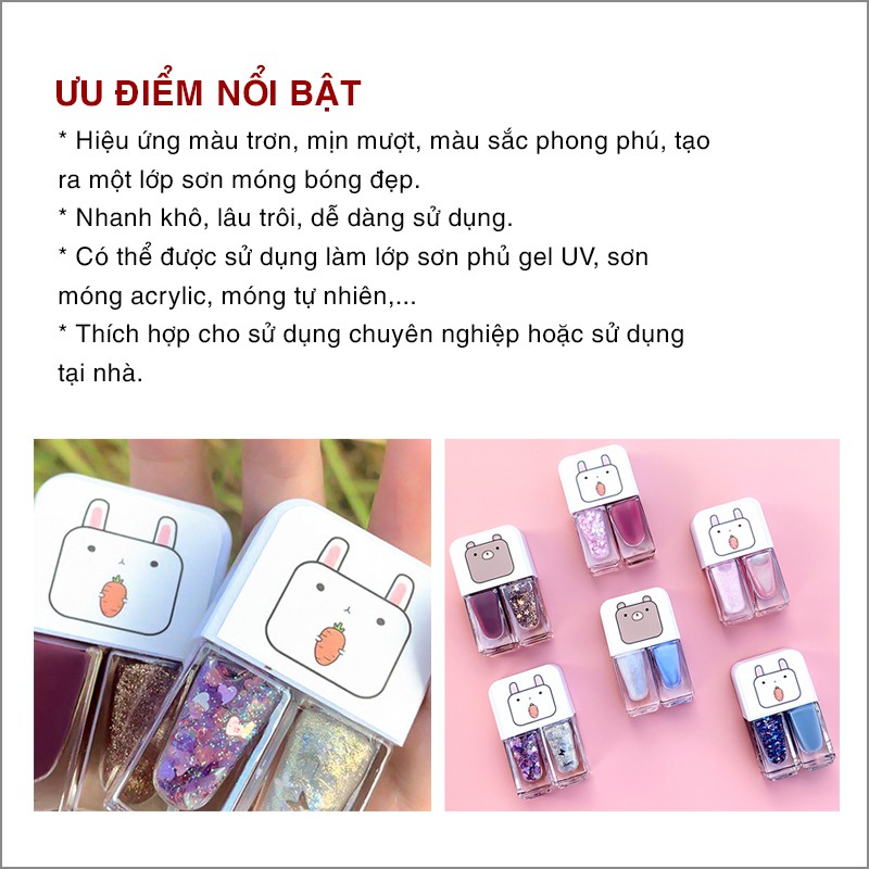 Lọ gel sơn móng tay nhanh khô bền màu set 2 lọ (màu ngẫu nhiên)