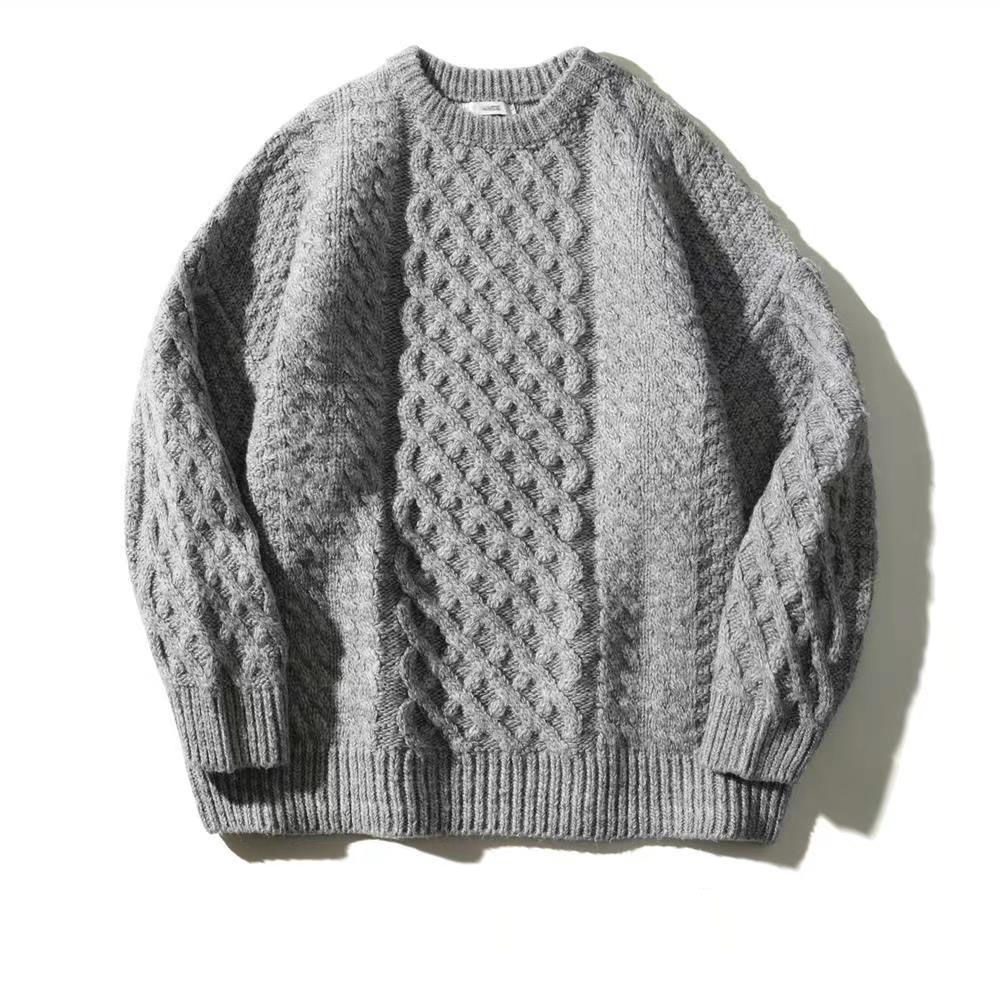 Hàng Mới Về Mới Áo Len Cotton Dệt Kim Thiết Kế Dây Cáp Cảm Giác Retro Nhật Bản Mùa Đông Cho Cặp Đôi