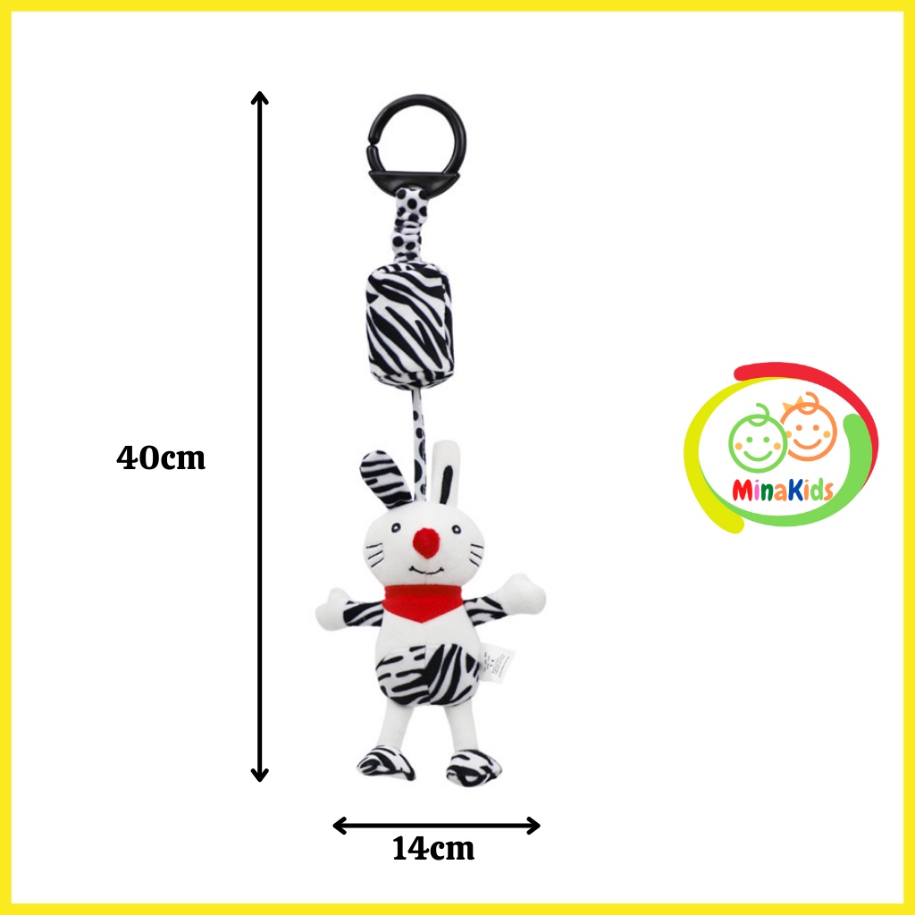 Thú Bông Treo Xe Đẩy Đồ Chơi Treo Nôi Cho Bé Kích Thích Thị Giác Đen Trắng Treo Kệ Chữ A TN43