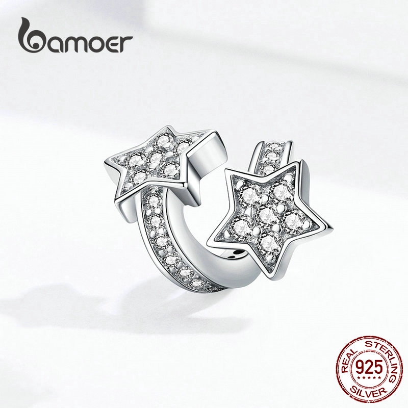 Hạt xỏ trang sức Bamoer bằng bạc thật đính đá zirconia sang trọng dùng làm vòng tay