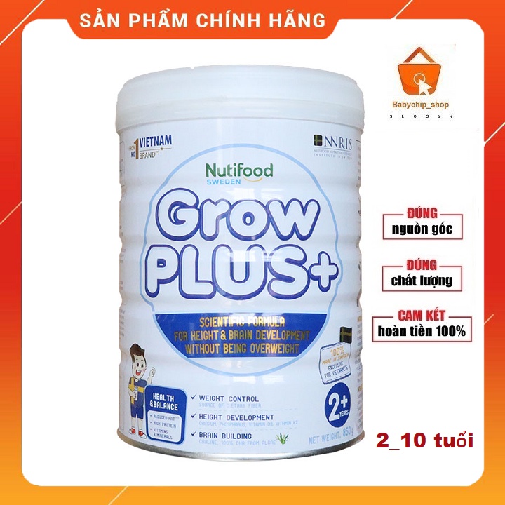 Sữa GROW PLUS TRẮNG 850G (trẻ 2 tuổi trở lên)