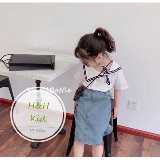 Xả Set áo cổ lệch kèm quần cho bé gái