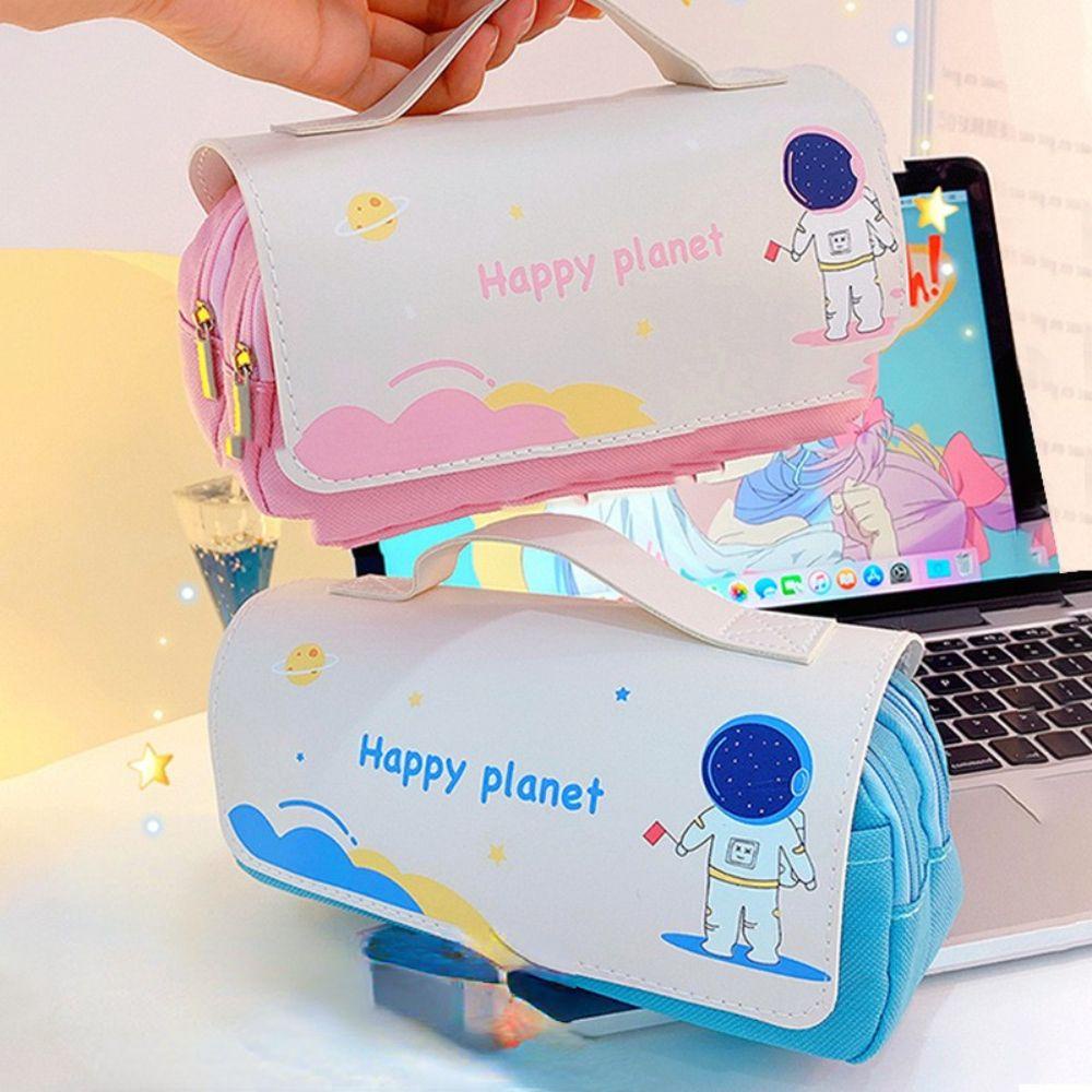 Túi Đựng Bút Hai Lớp Họa Tiết Hành Tinh Dễ Thương Cho Học Sinh