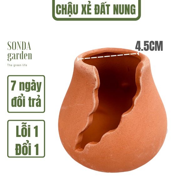 Chậu xẻ đất nung mini SONDA Garden đường kính 5cm, siêu đẹp, lỗi 1 đổi 1