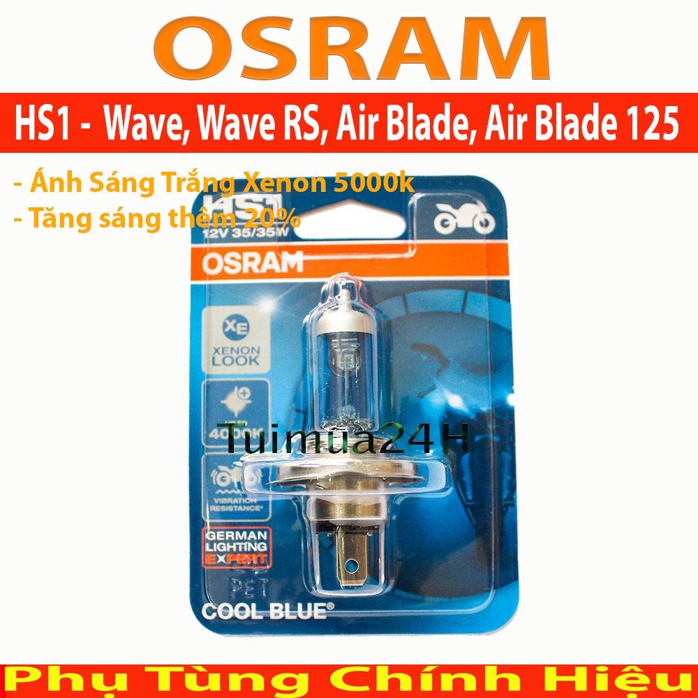 Bóng đèn HALOGEN OSRAM HS1 Vision, Air Blade 110/125, Wave, Sirius tăng sáng Xenon 5000k