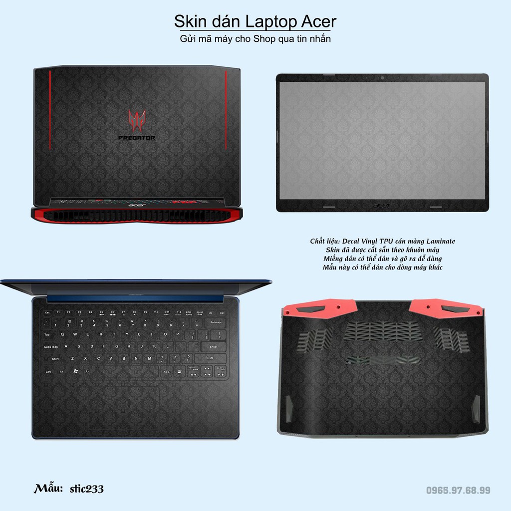 Skin dán Laptop Acer in hình Hoa văn sticker _nhiều mẫu 38 (inbox mã máy cho Shop)