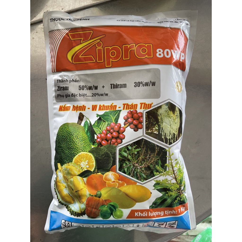 THUỐC PHÒNG BỆNH ZIPRA 80WP PHÒNG NGỪA THÁN THƯ, NẤM BỆNH, VI KHUẨN 1KG