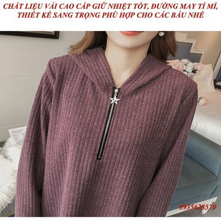 Váy bầu thu đông có mũ trùm đầu