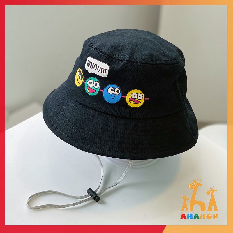 Mũ Vải Cho Bé - Mũ nón vành tròn cho bé từ 2-8 tuổi in hình Icon siêu xinh có quai dây rút tiện lợi mới nhất