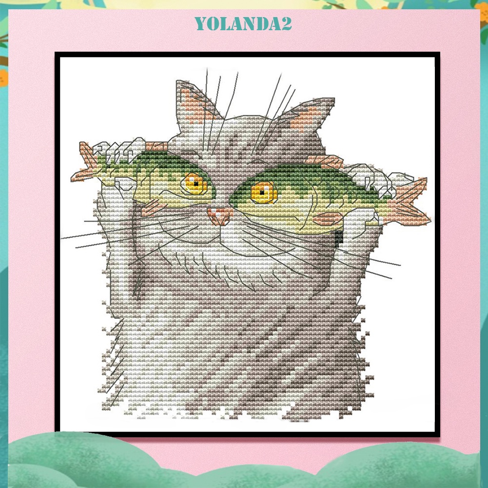 Tranh thêu 14CT hình đôi mắt cá