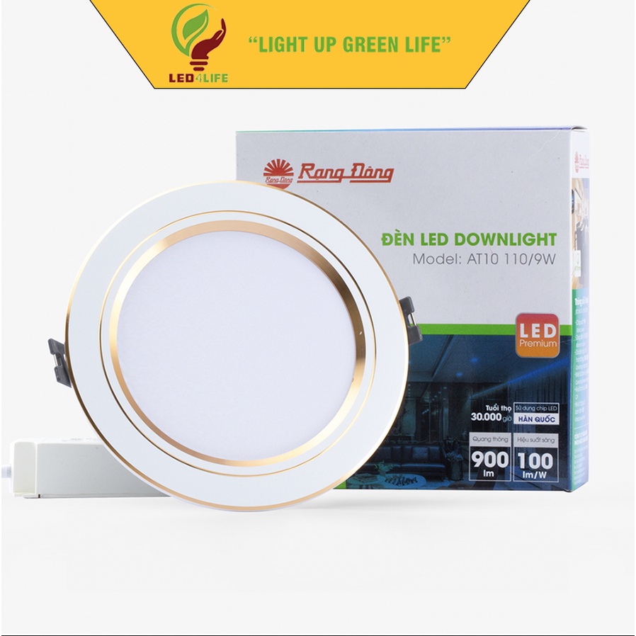 Đèn LED Downlight âm trần Rạng Đông AT10 (Viền Vàng-bạc)