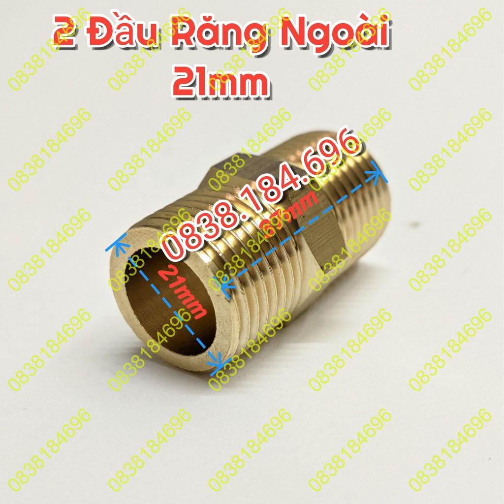 Nối 2 đầu răng ngoài 21 đồng thau, 2 đầu răng ngoài đồng thau dày