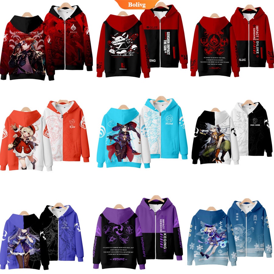 Áo khoác hoodie tay dài size lớn hóa trang Genshin Hutao làm quà tặng sinh nhật thường ngày