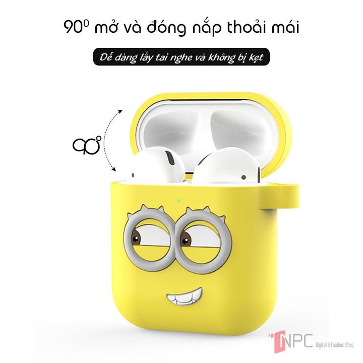 Ốp AirPods cao su Minion 3D bảo vệ tai nghe AirPods 1 | 2 kèm Móc Treo