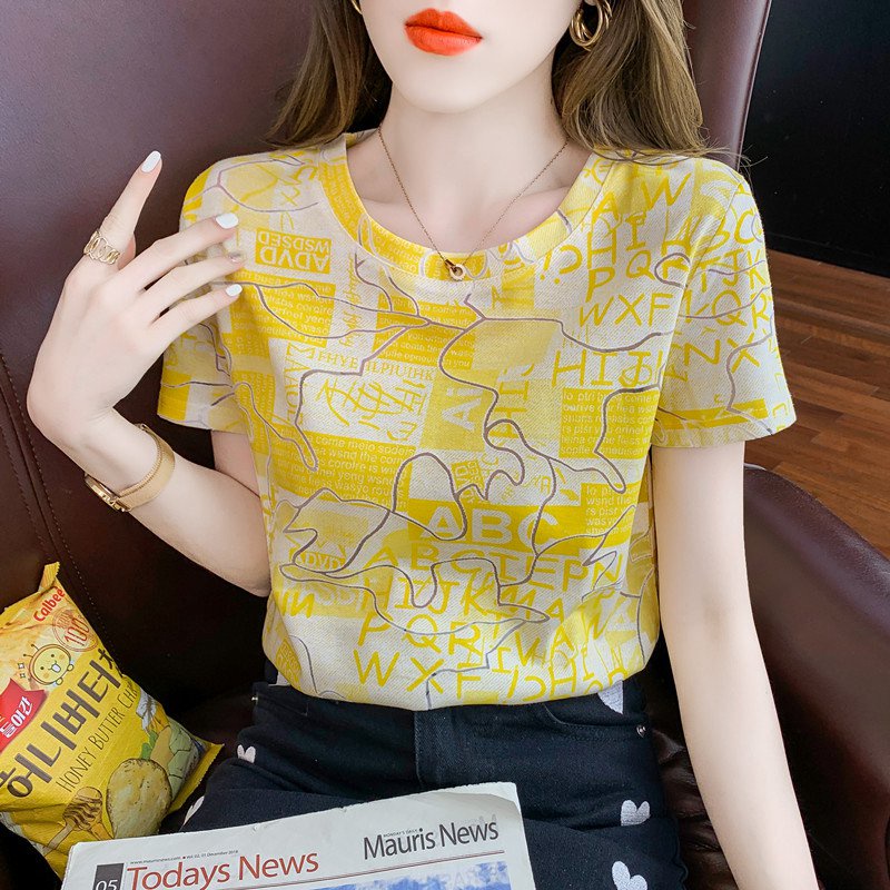 Áo Thun Tay Ngắn In Chữ Màu Kẹo Thời Trang Mùa Hè Cho Nữ