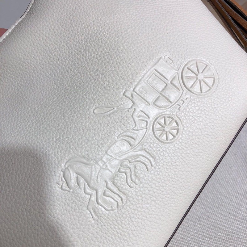 TNS-Túi bucket rút dây đeo chéo siêu hottrend Andy tote bag-da mềm hoạ tiết ngựa đặc trưng hãng-màu trắng classic